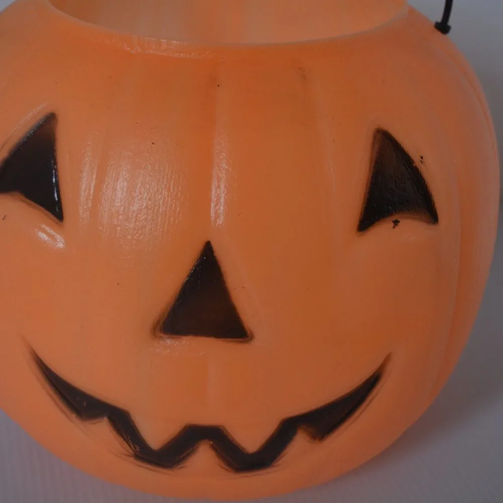 VTG Blow Mold Halloween Pumpkin Trick Or Treat Pail Bucket General Foam Plastics